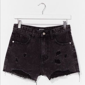 Nasty Gal Black Distressed Jean Shorts